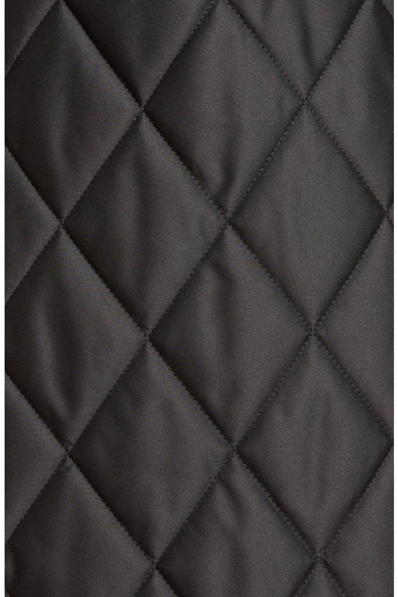 Ongar Monogram Motif Long Quilted Coat, Alternate, color, BLACK