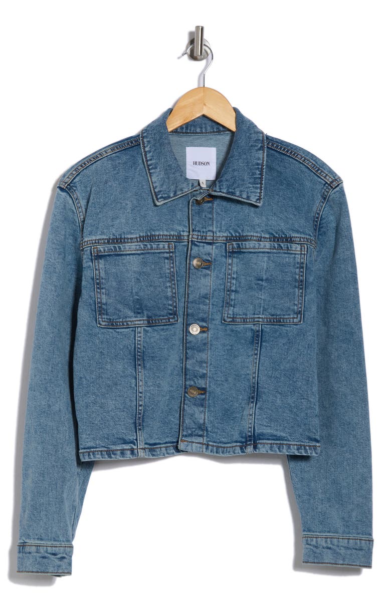 Hudson Jeans Micro Crop Denim Jacket, Alternate, color, Risque