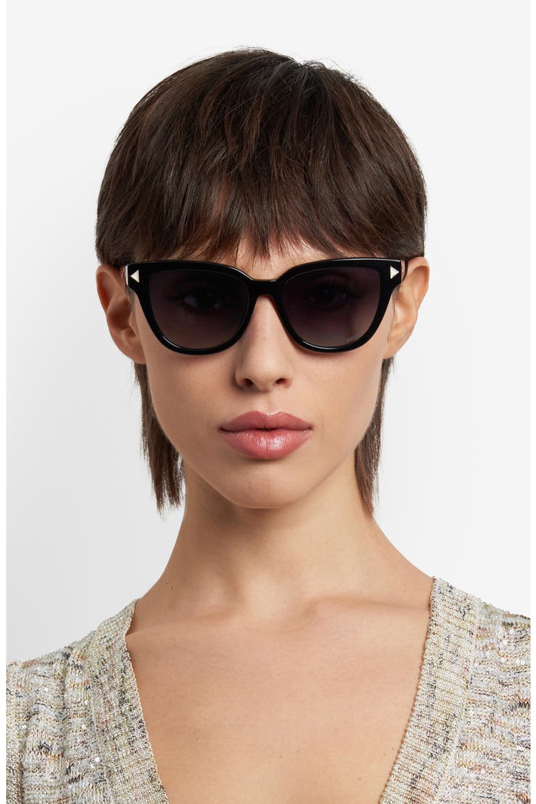 53mm Cat Eye Sunglasses, Alternate, color, BLACK/ DARK GREY