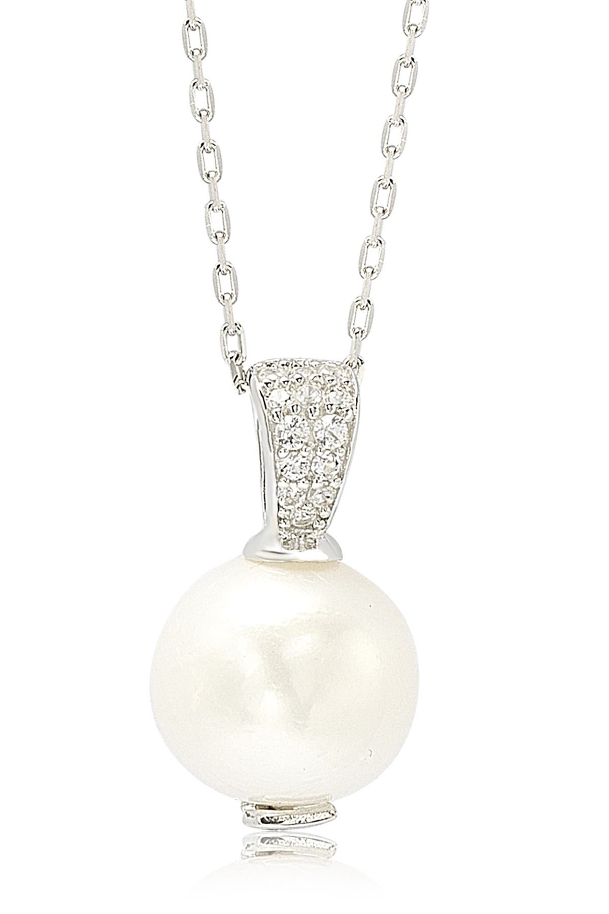 SUZY LEVIAN Freshwater Pearl & Created Sapphire Pendant Necklace