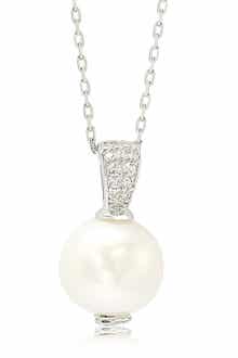 SUZY LEVIAN Freshwater Pearl & Created Sapphire Pendant Necklace