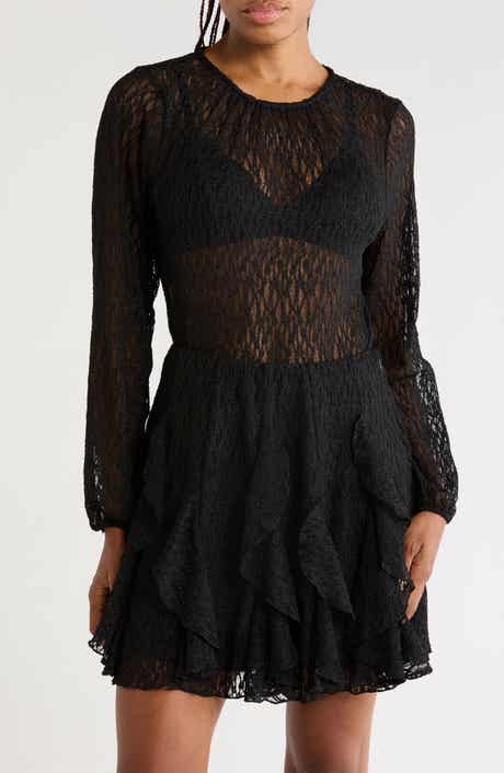 Long Sleeve Sheer Stretch Lace Top