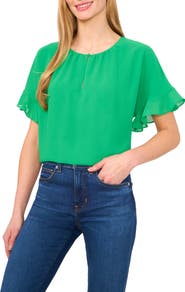 CeCe Flutter Sleeve Georgette Top