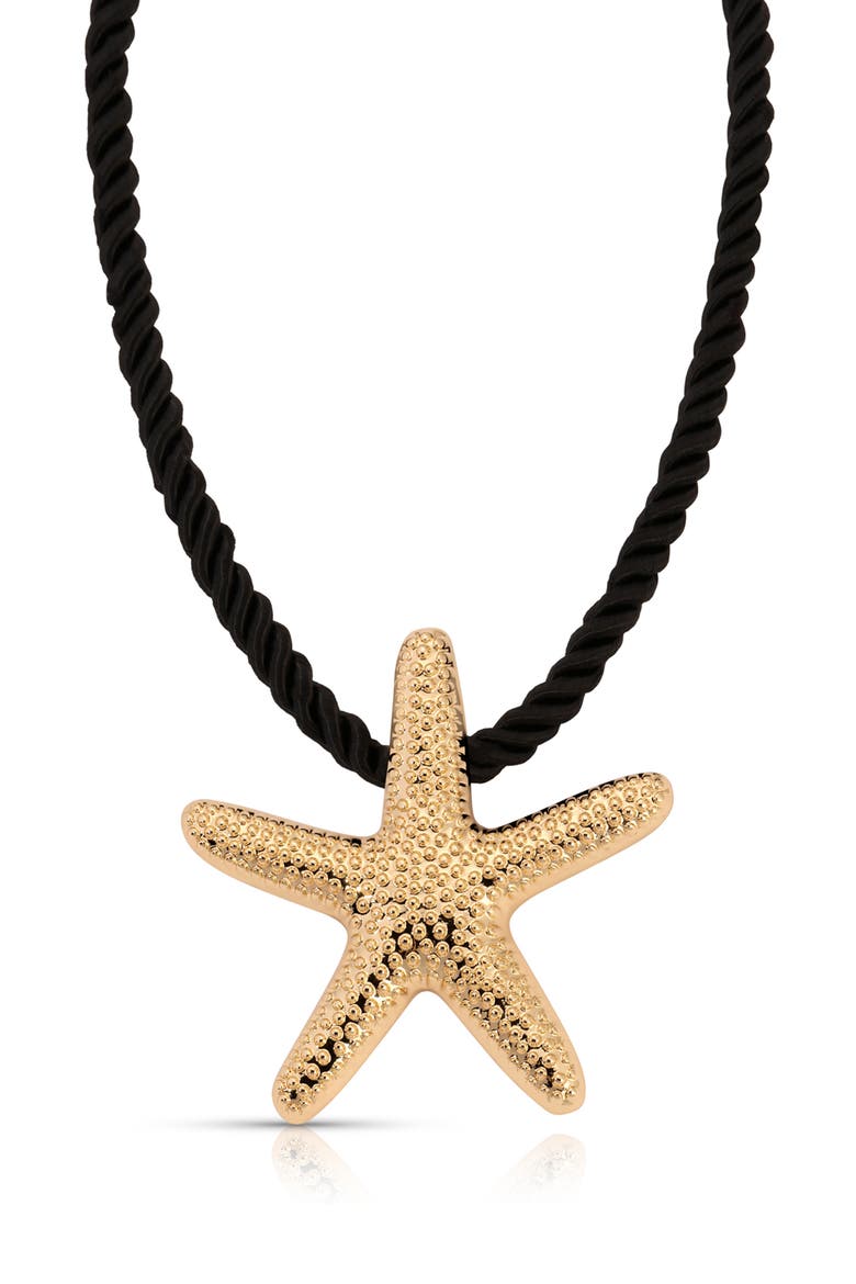 Starfish Pendant Necklace, Main, color, BLACK