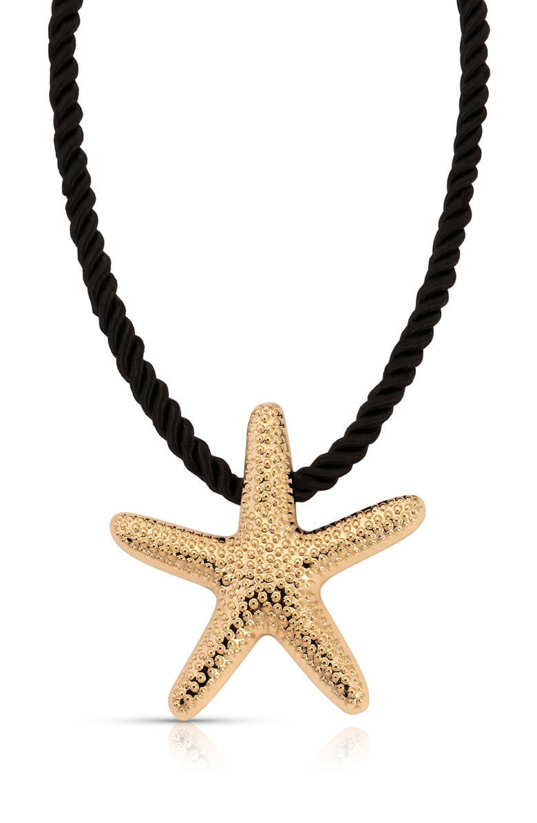 Ettika Starfish Pendant Necklace, Main, color, Black