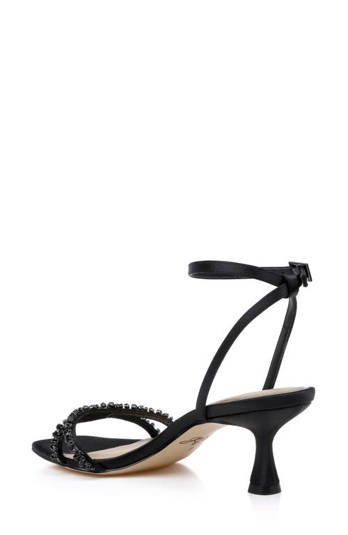 Jewel Badgley Mischka Marley Ankle Strap Sandal In Black Satin