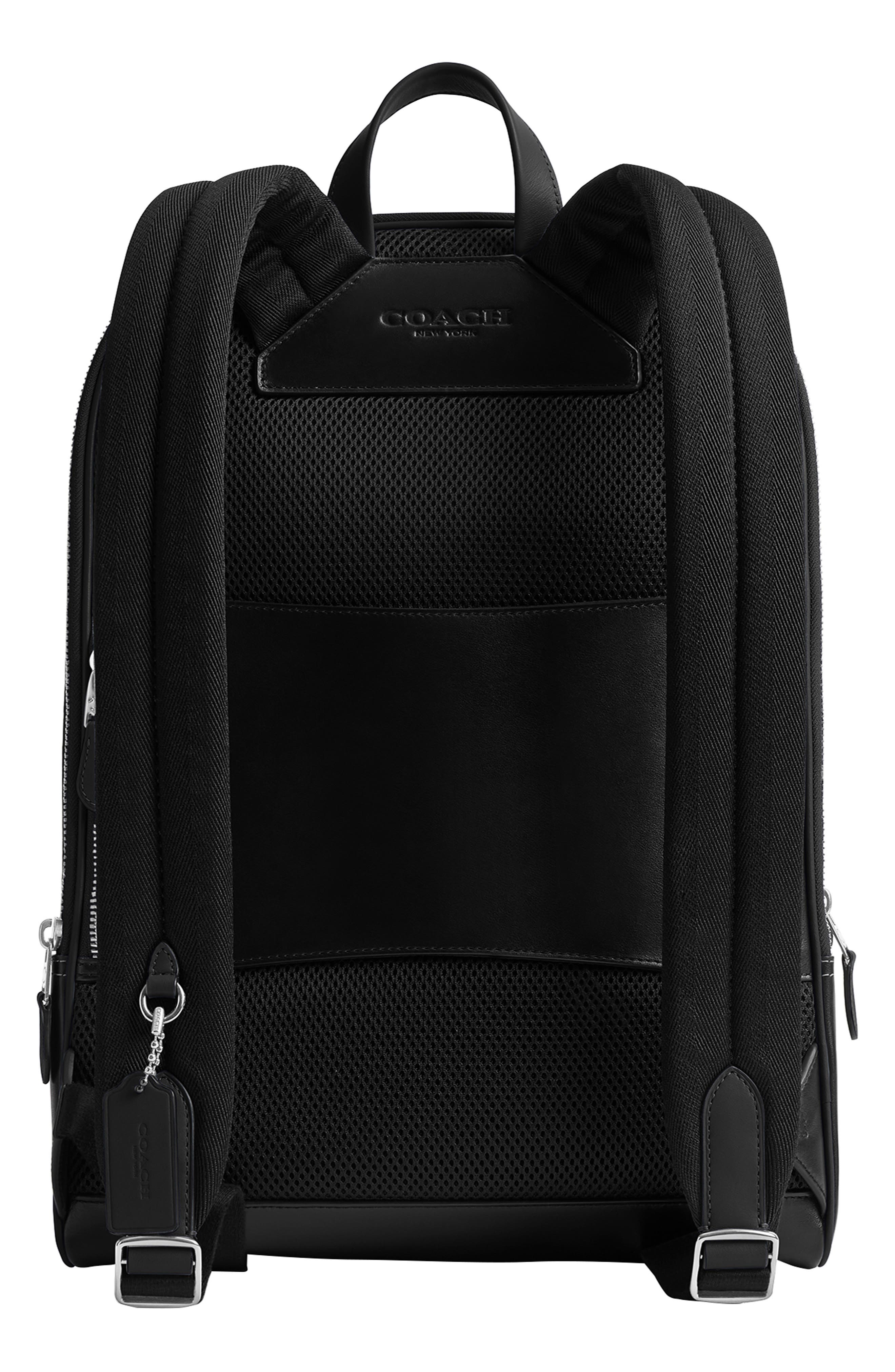 COACH Gotham Coated Canvas & Leather Backpack, Alternate, color, Black Signature