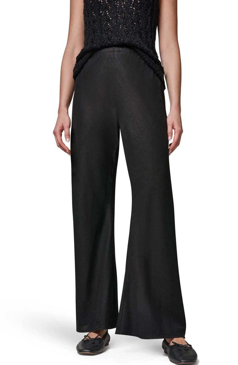 Donna Karan New York Linen Blend Ankle Wide Leg Pants, Main, color, Black