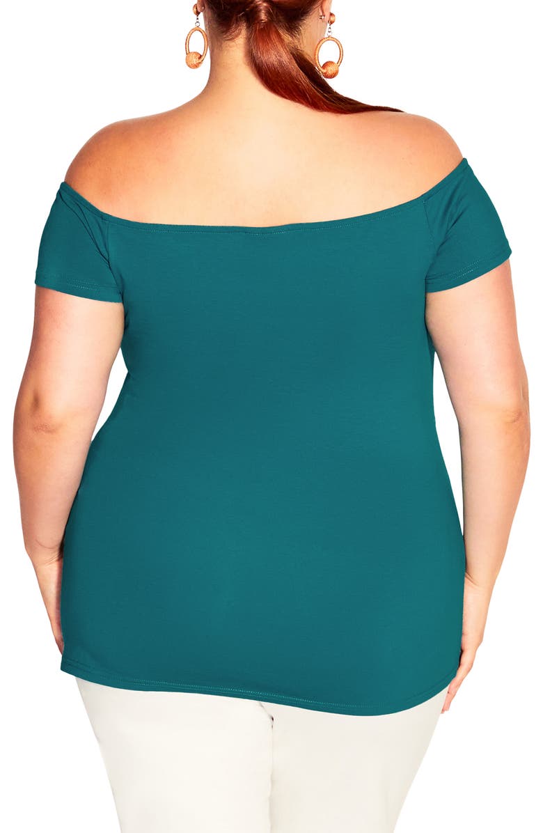 City Chic Island Off the Shoulder Knit Top, Alternate, color, Blue