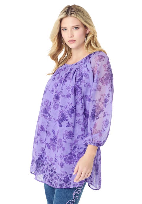 Blouson Sleeve Overlay Blouse