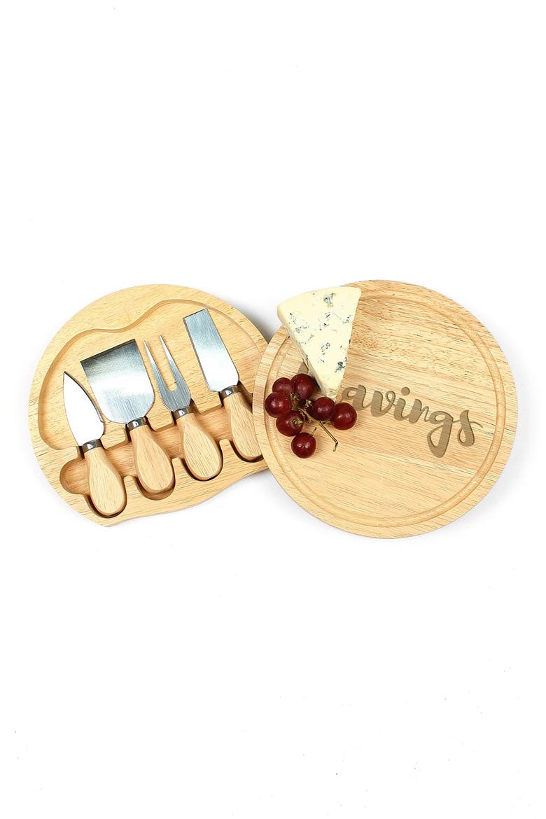 'Cravings' 5-Piece Cheese Board & Utensil Set, Alternate, color, BROWN