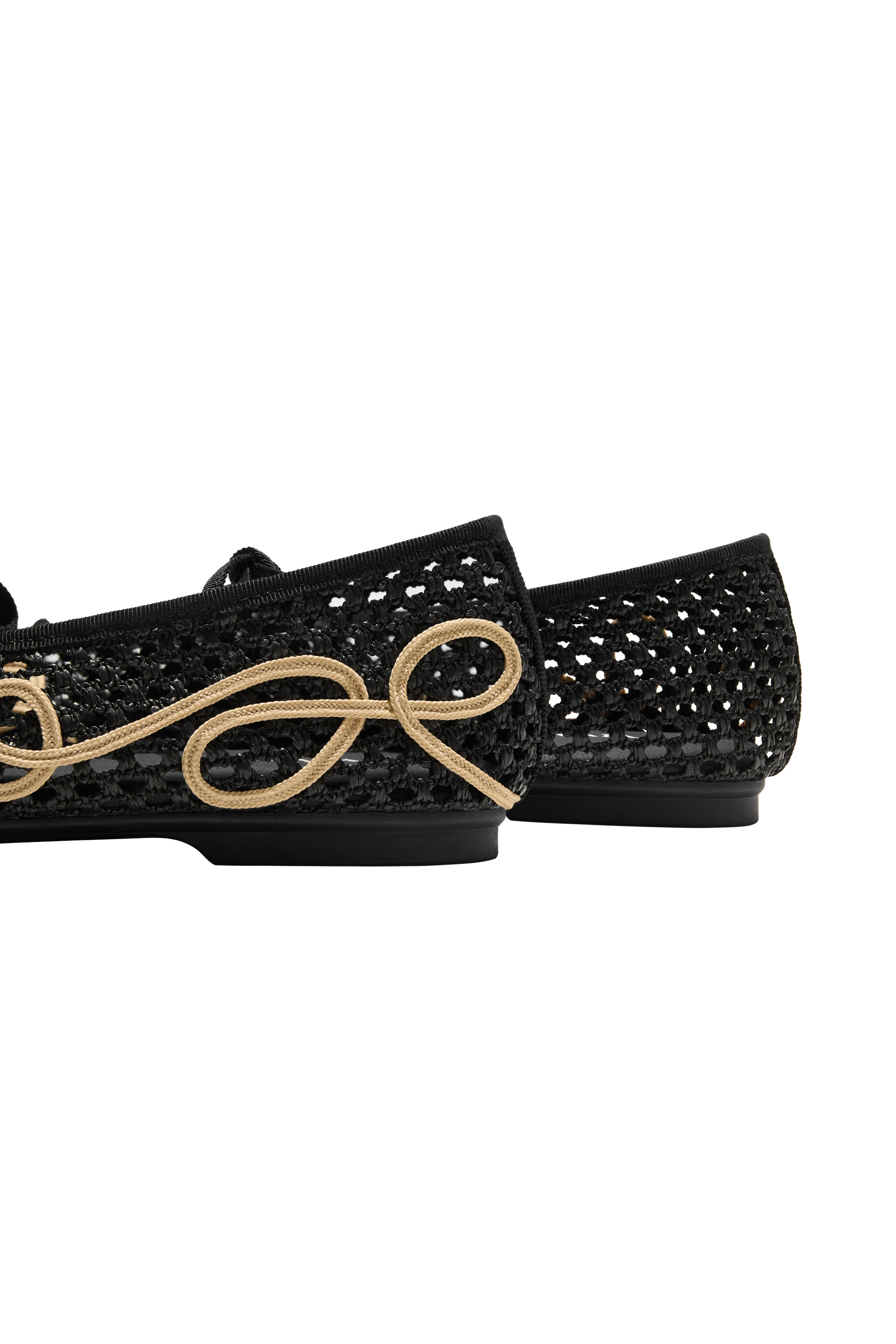 Margot Square-Toe Mesh Flats, Alternate, color, BLACK/NATURAL