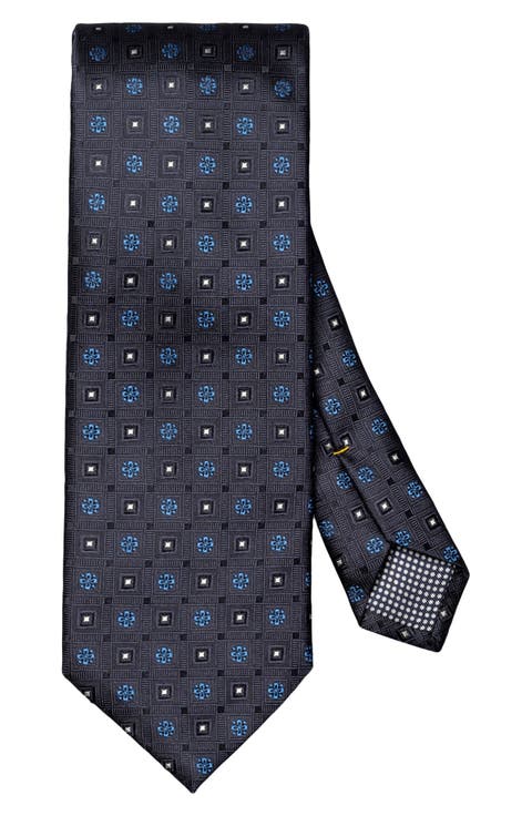 Geometric Grid Silk Tie