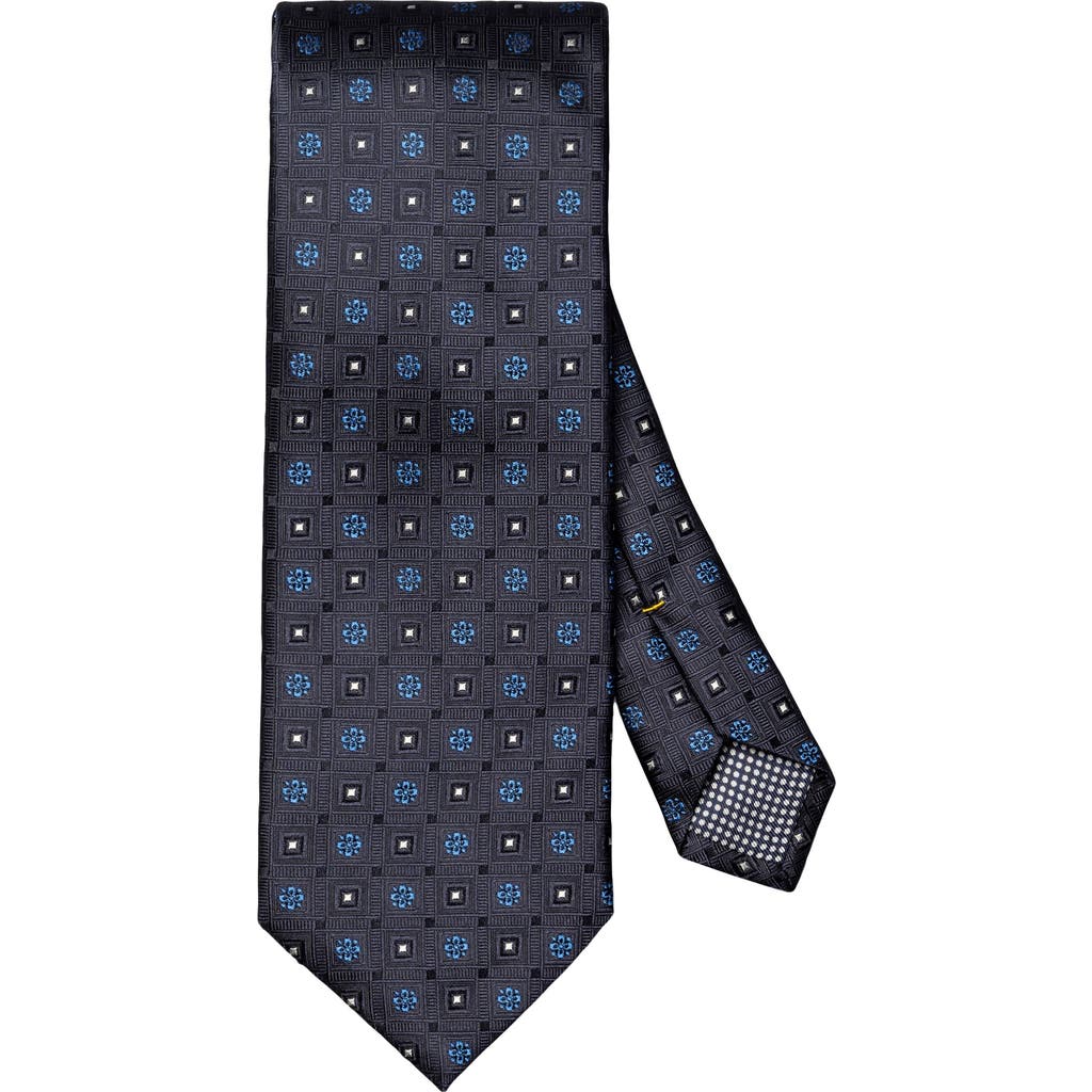 Eton Geometric Grid Silk Tie In Blue