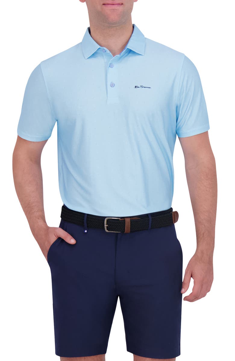 Ben Sherman Collage Solid Stretch Tech Polo, Main, color, Light Blue