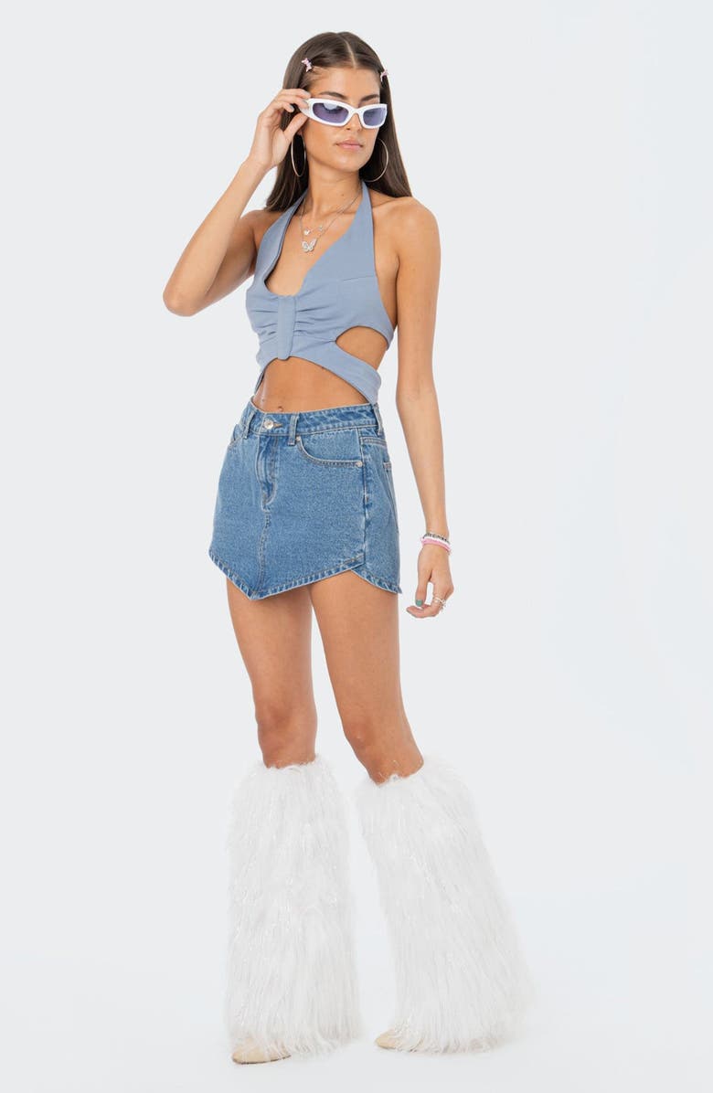 EDIKTED Butterfly Cutout Halter Crop Top, Alternate, color,