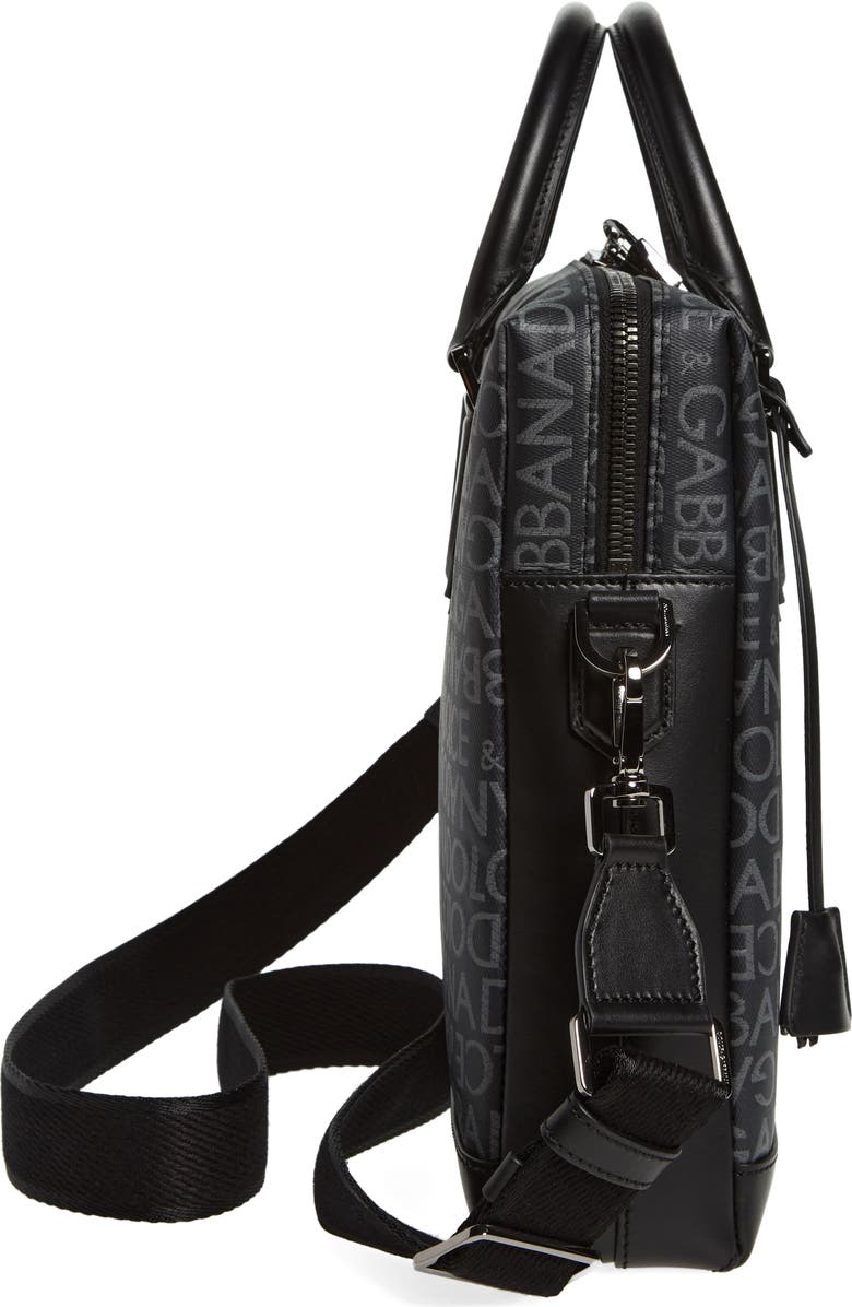 Dolce&Gabbana Logo Jacquard Briefcase, Alternate, color, Black/ Grey