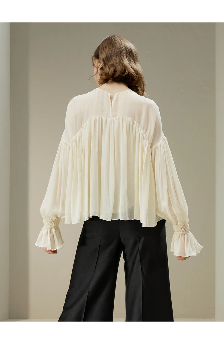 Lilysilk Sheer-shoulder Ruffle Shirt, Alternate, color, 