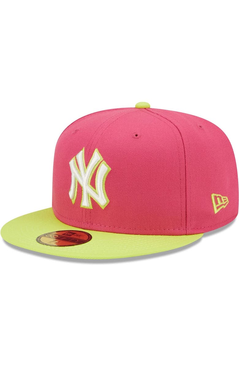 New Era Men's New Era Pink New York Yankees 2009 World Series Champions Beetroot Cyber 59FIFTY Fitted Hat, Alternate, color, 