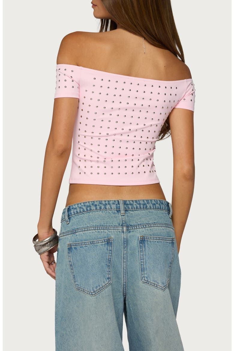 Mack Studded Off the Shoulder Top, Alternate, color, PINK