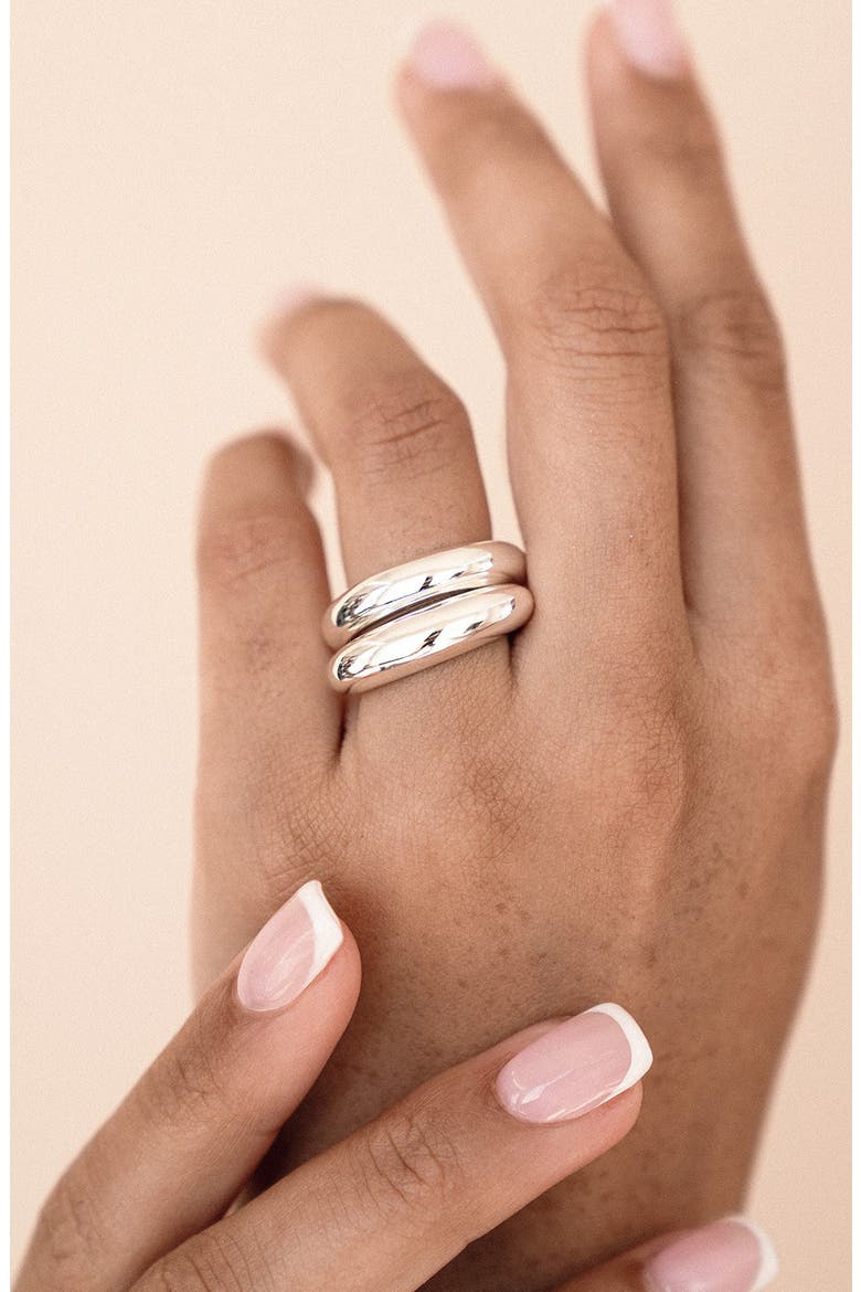 Modern Dome Set of Two Rings, Alternate, color, SILVER