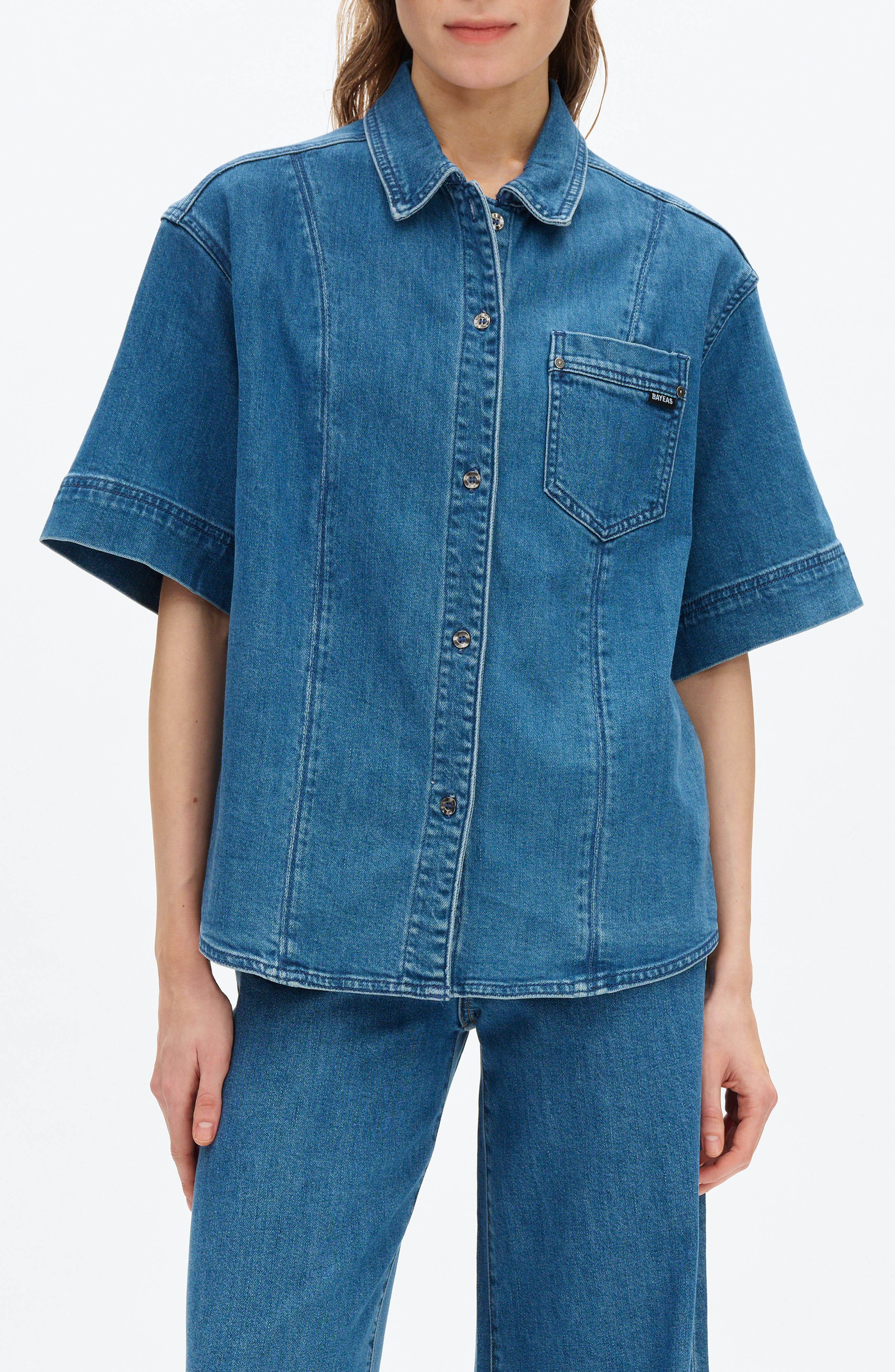 Zephyrine Denim Button-Up Shirt