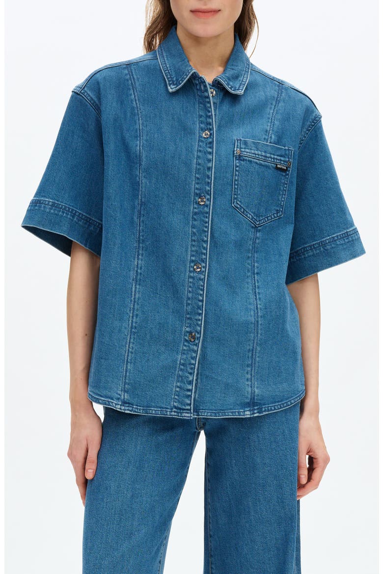 Zephyrine Denim Button-Up Shirt, Main, color, MEDIUM BLUE