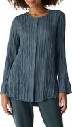 Eileen Fisher Crinkle Front Button Silk Top