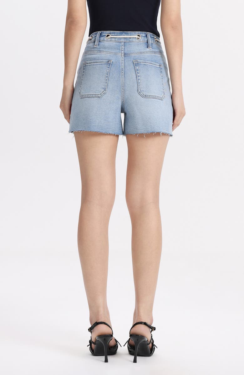 Bayeas Drawstring Raw Hem High Waist Denim Shorts, Alternate, color, Light Blue
