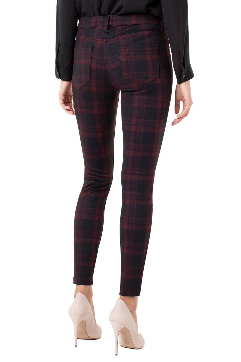 Plaid Super Skinny Knit Pants, Alternate, color, RED/ BLACK