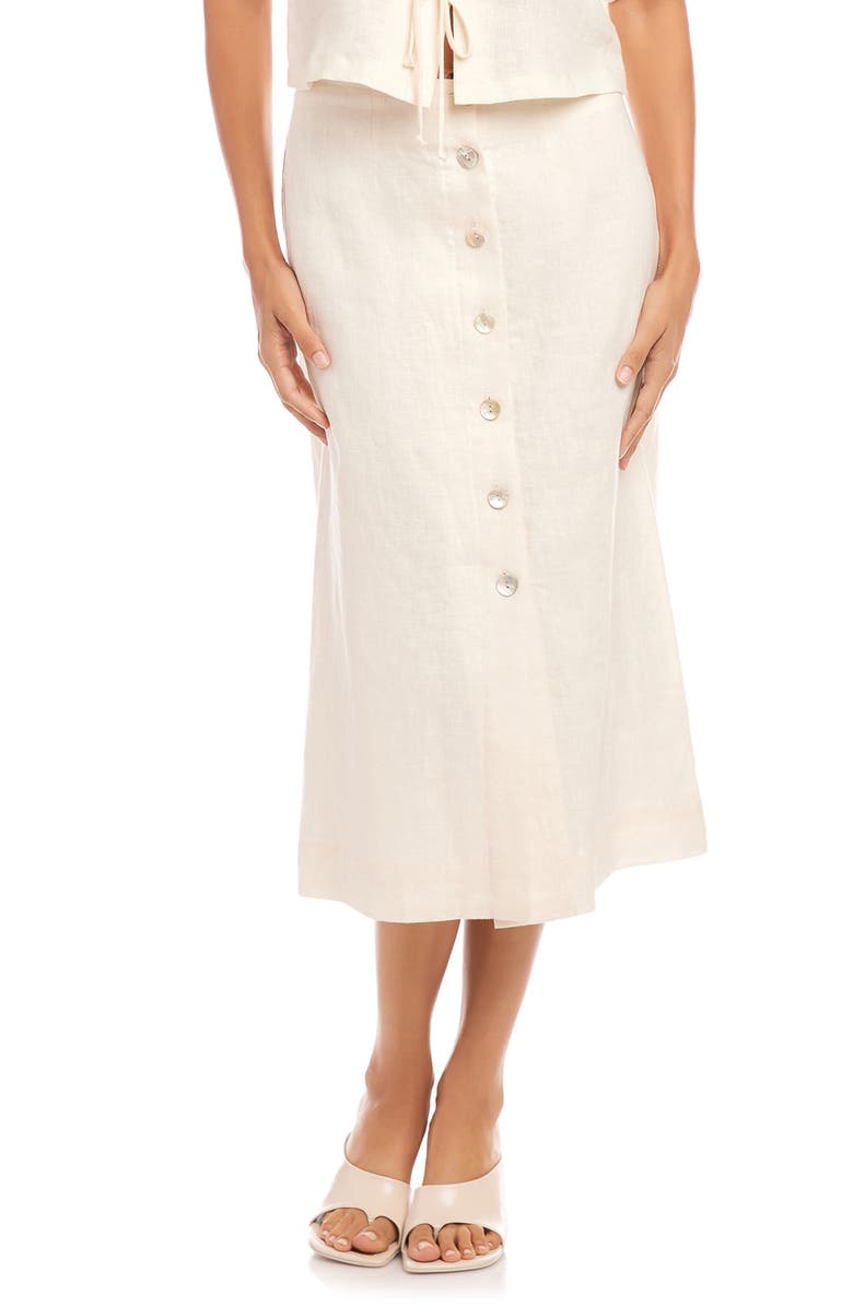 FIFTEEN TWENTY Lori Button Front Linen Midi Skirt, Main, color, 