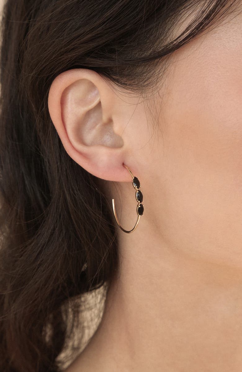 Ettika Triple Marquise Cubic Zirconia Hoop Earrings, Alternate, color, Black