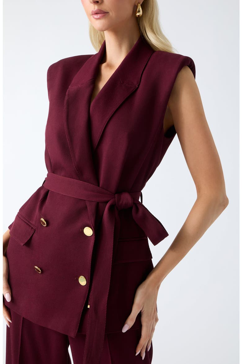 Rashida Double Breasted Vest, Alternate, color, OPEN RED