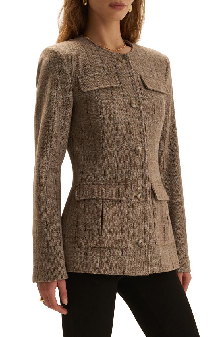 Spencer Herringbone Wool Blend Jacket, Alternate, color, NATURAL HERRINGBON