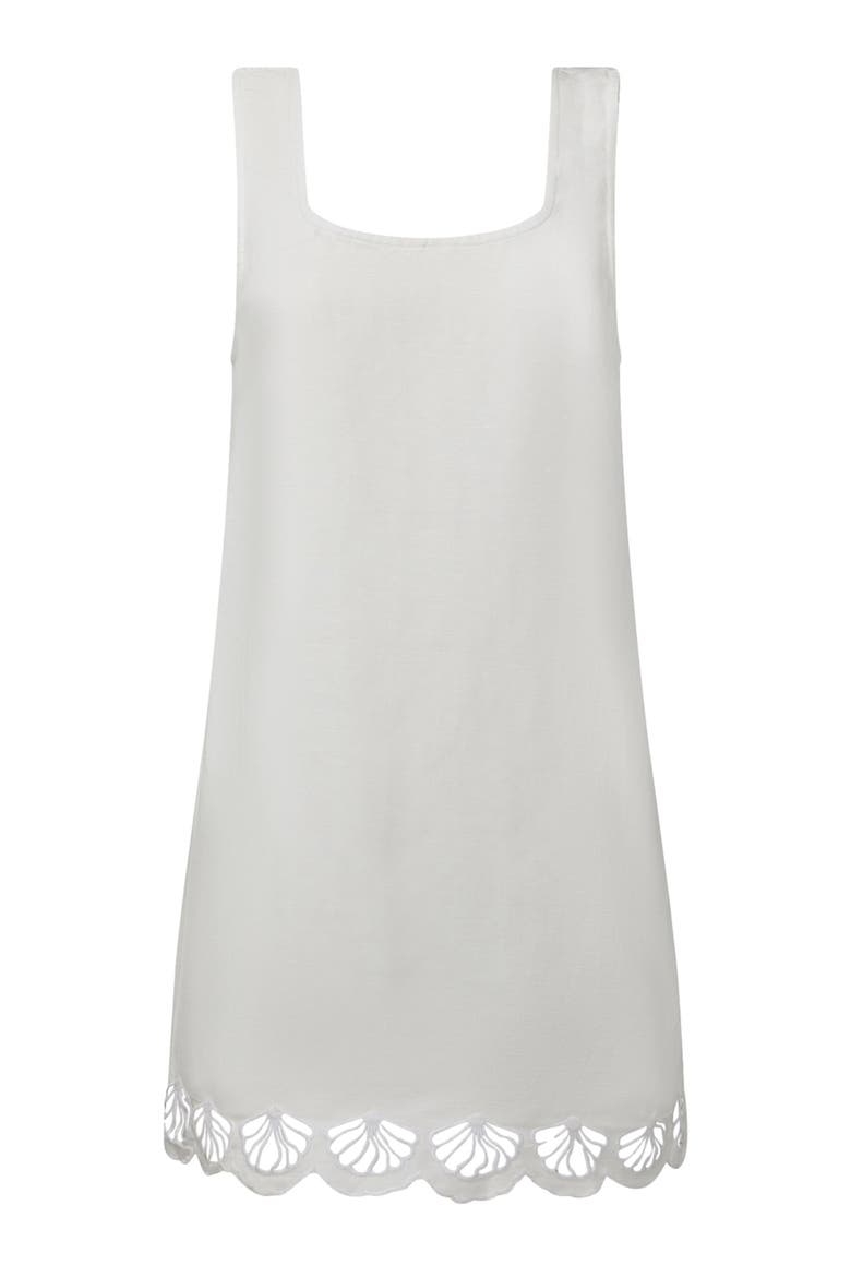 Air Linen Scallop Mini Dress, Alternate, color, WHITE