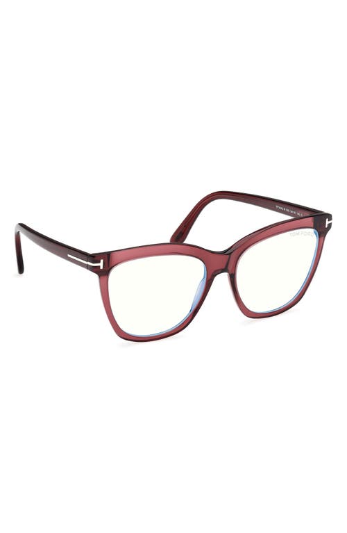 Tom Ford 54mm Butterfly Blue Light Blocking Optical Glasses In Transparent Wine/blue Block