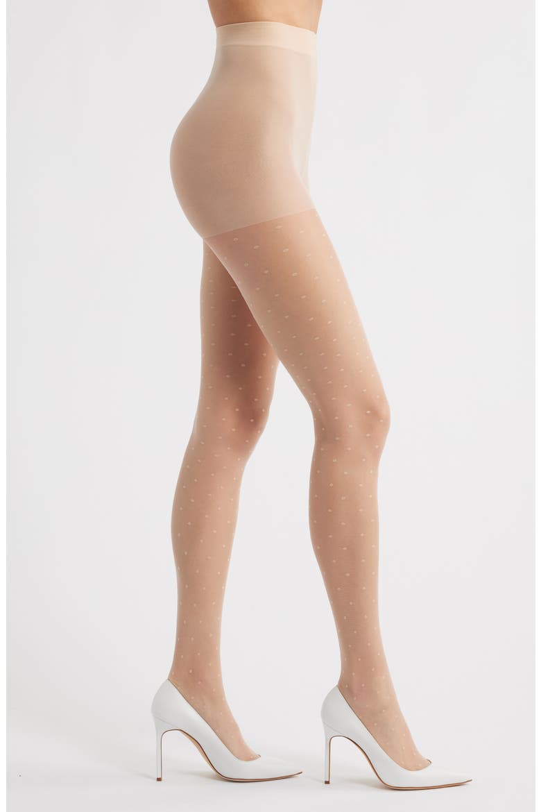 Polka Dots Tights, Main, color, BEIGE ALMOND
