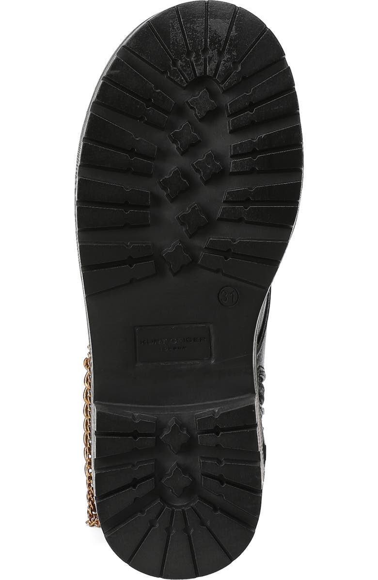 Kurt Geiger London Kids' Chain Combat Boot, Alternate, color, Black Smooth