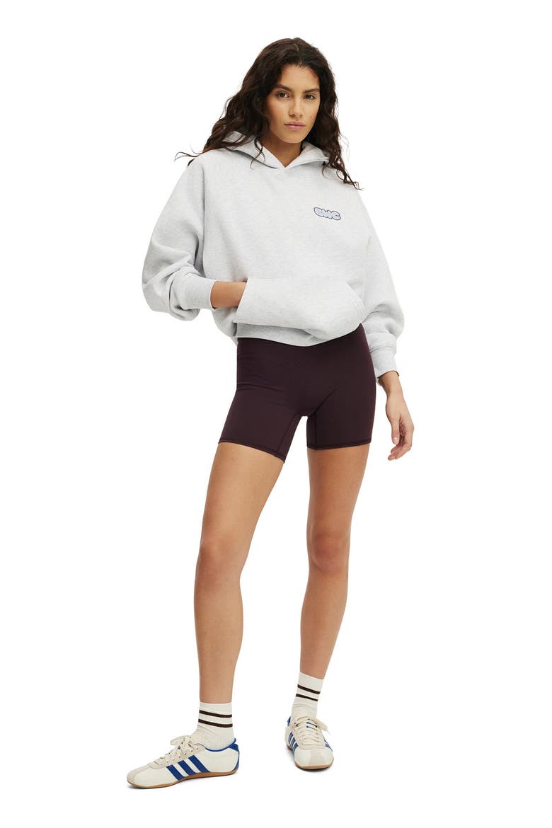 Women's Active Plush Premium Graphic Raglan Hoodie, Alternate, color, Cloudy Grey Marle Body