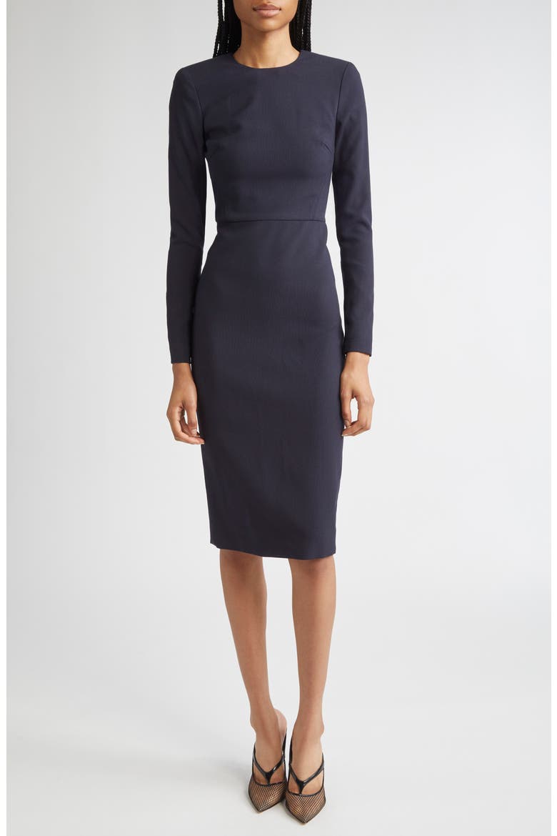 Long Sleeve Wool Blend T-Shirt Dress, Main, color, NAVY