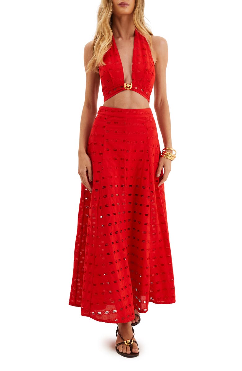 ViX Paula Hermanny Maven Eyelet Crop Halter Top, Alternate, color, 