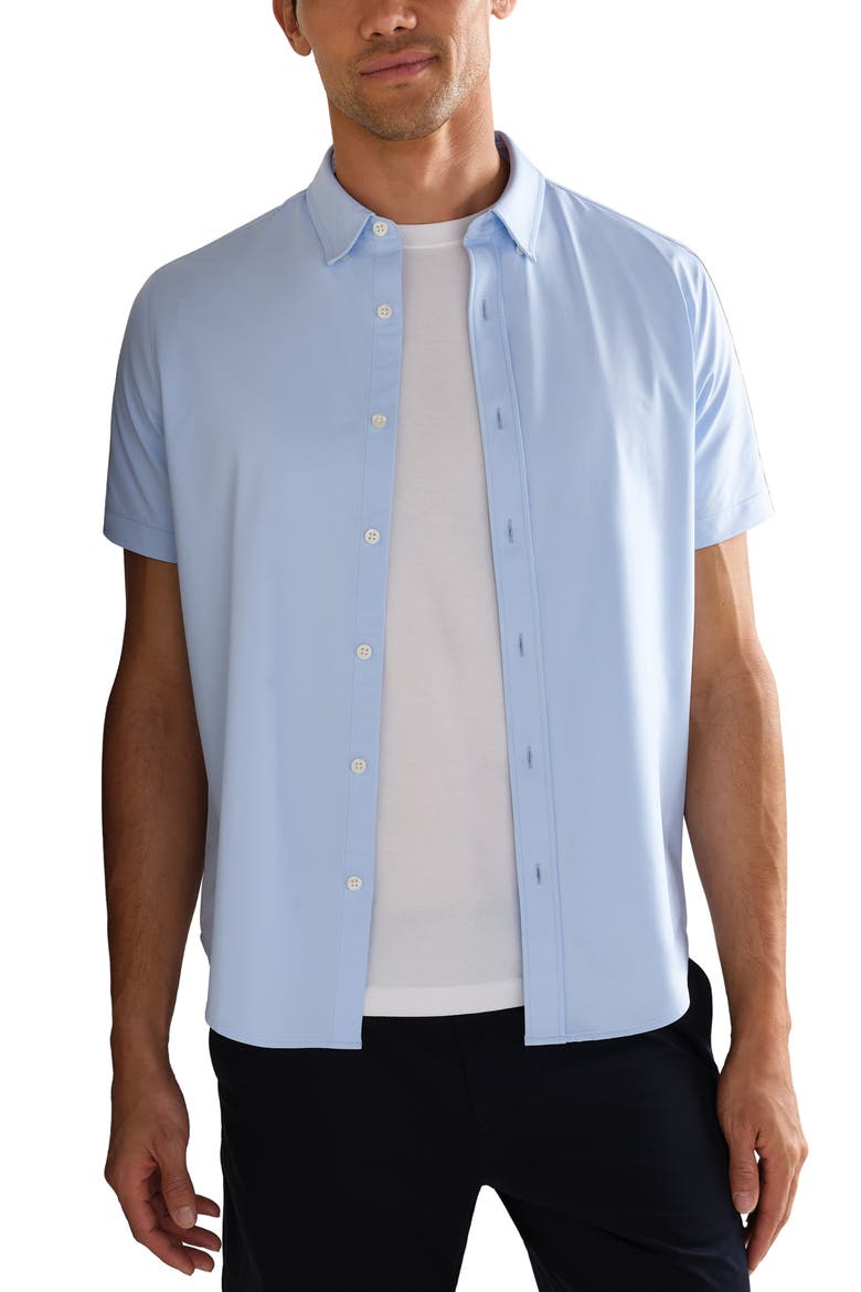 Commuter Short Sleeve Button-Up Shirt, Main, color, BUSINESS BLUE