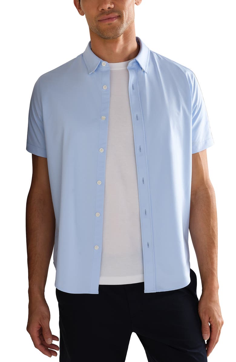 Rhone Commuter Short Sleeve Button-Up Shirt, Main, color, Business Blue