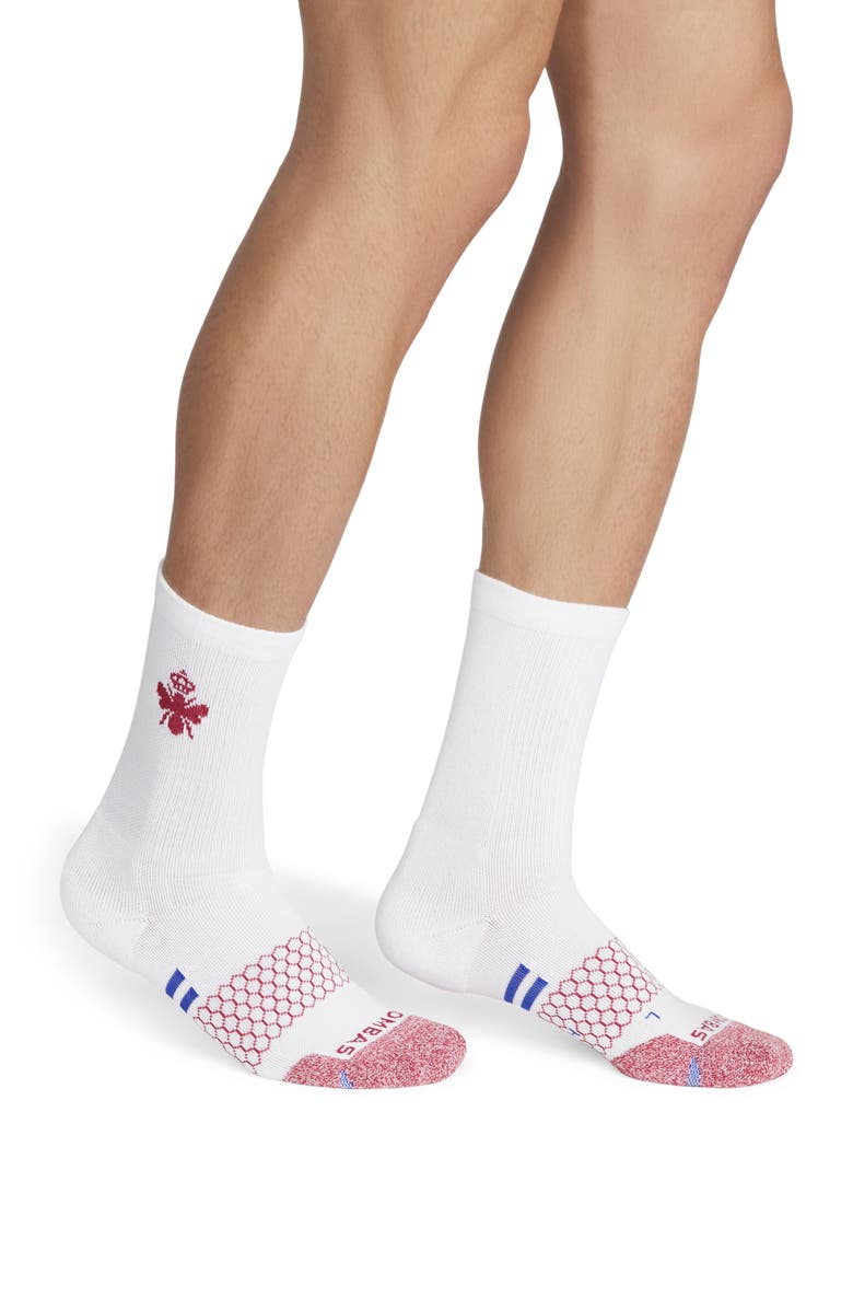 Bombas Stripe All-Purpose Performance Calf Socks, Alternate, color, Cinnabar