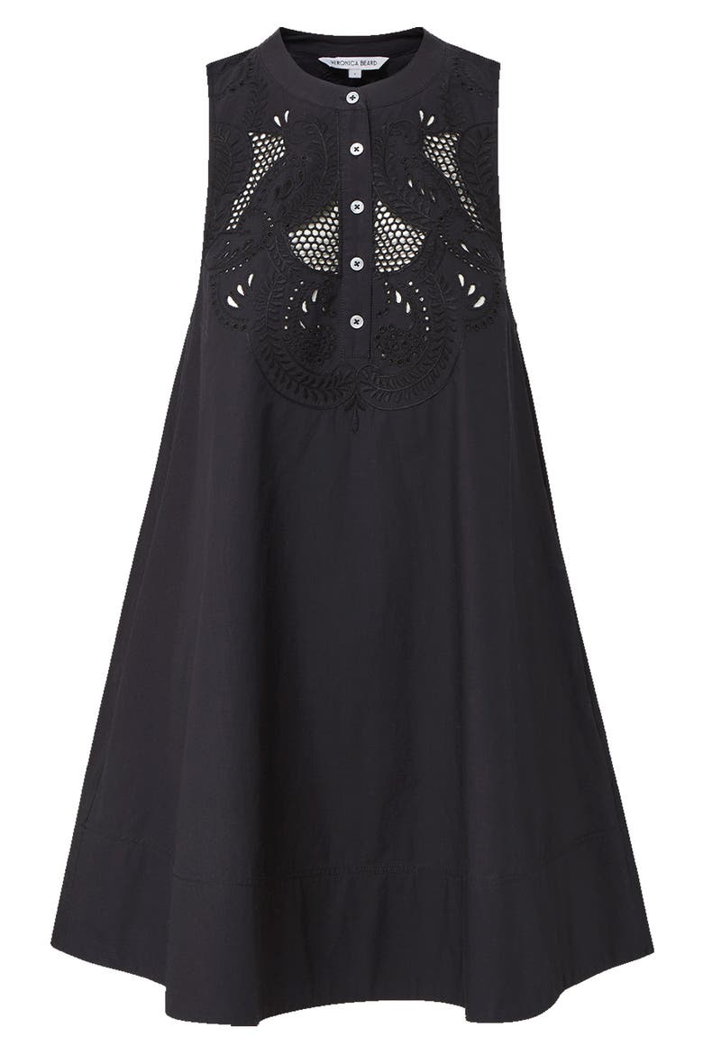 Haleem Embroidered Detail Sleeveless Cotton Shirtdress, Alternate, color, BLACK