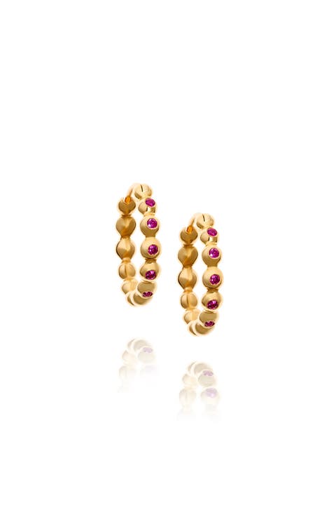 Demetra Pink Sapphire Hoop Earrings