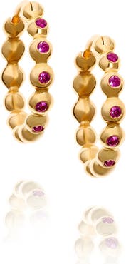 Christina Alexiou Demetra Pink Sapphire Hoop Earrings