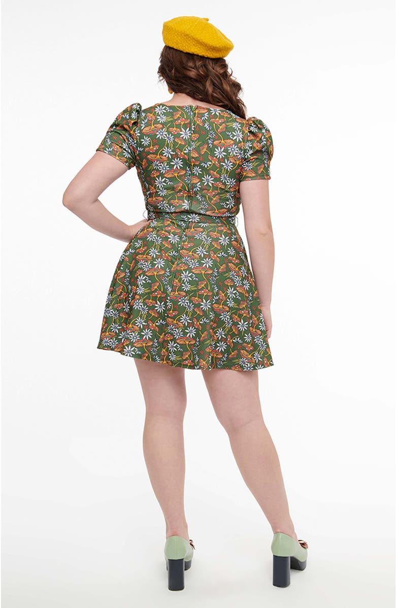 Smak Parlour Printed Knit Puff Short Sleeve Group Chat Fit & Flare Dress, Alternate, color,