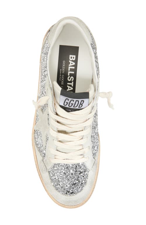 Golden Goose Ball-star Glitter Low-top Sneakers In Silver/ice
