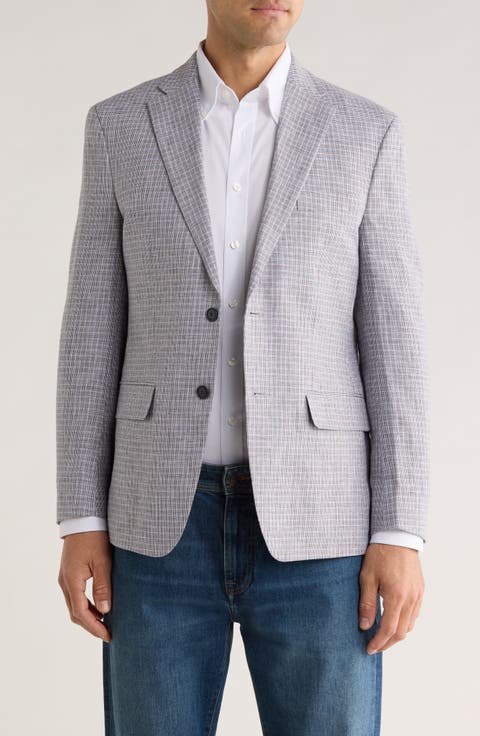 Check Notch Lapel Linen Blazer (Regular & Big)